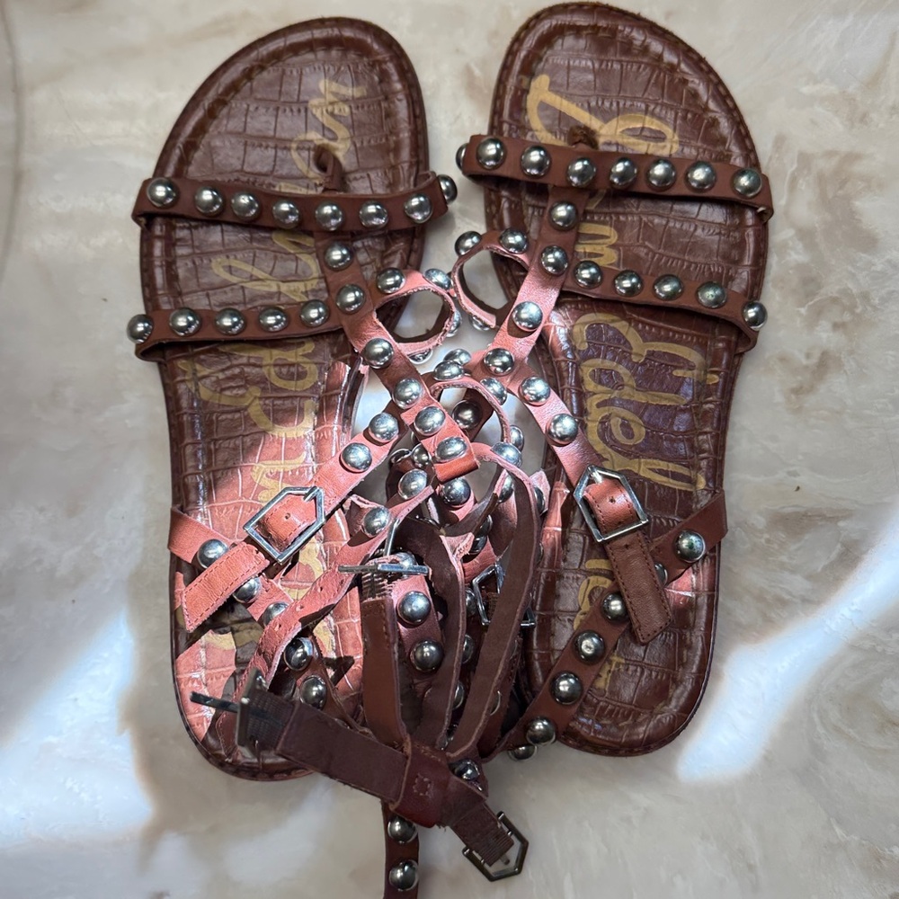 Sam Edelman Brown Studded Sandals